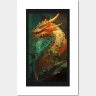 Gold Forest Dragon Posters and Art